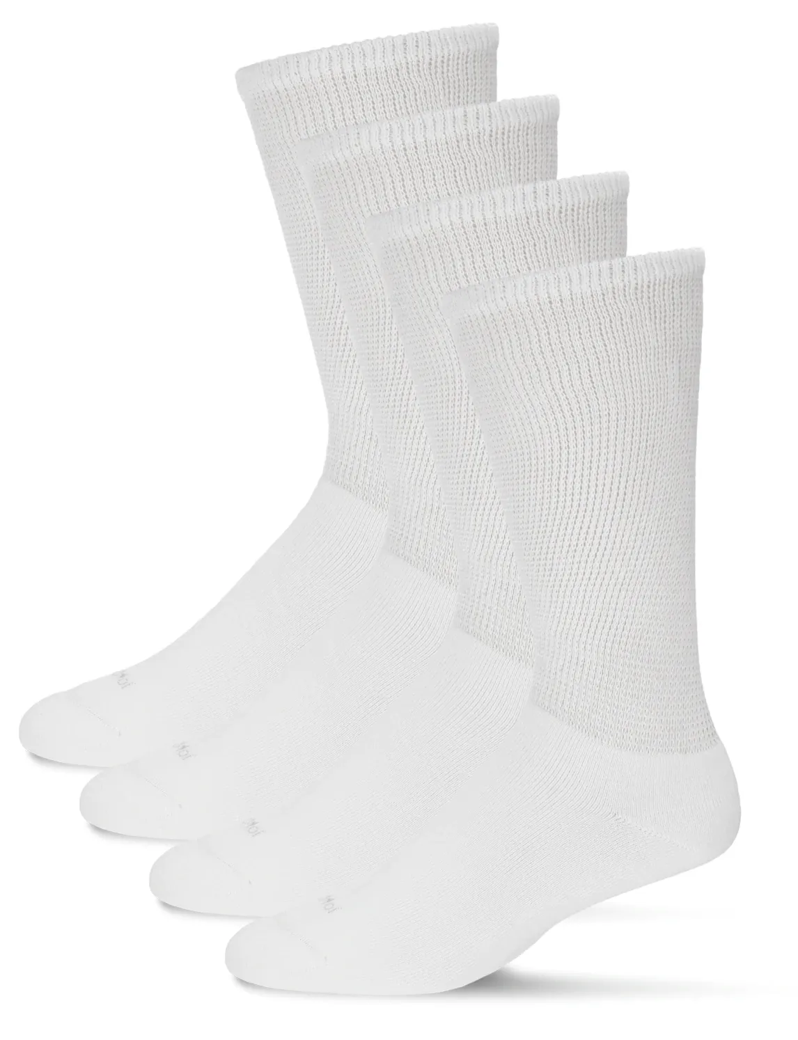 2 Pair Diabetic Full Cushion Crew Socks -White -Large