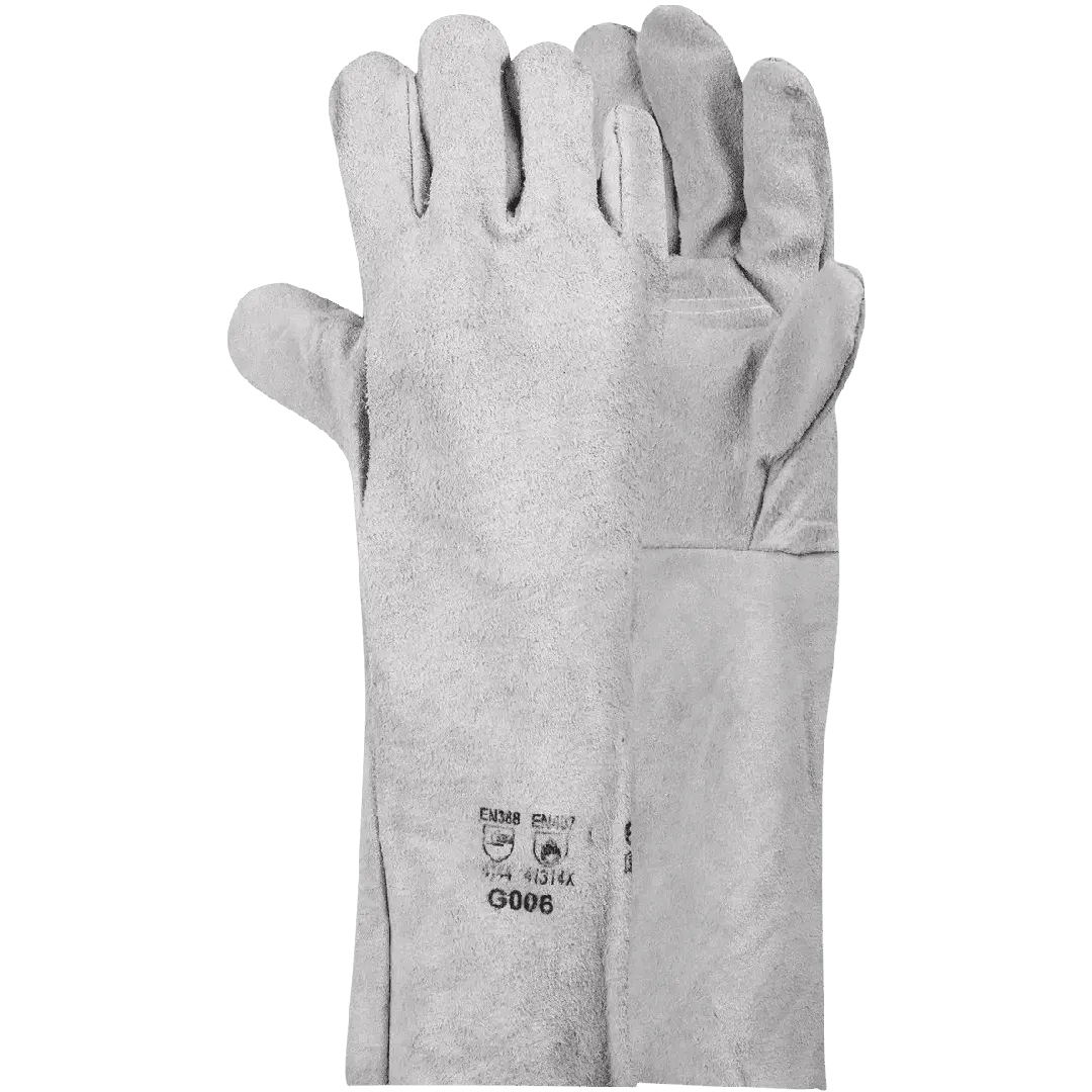 200mm 8'' Econo Double palm unlined chrome leather welding gloves