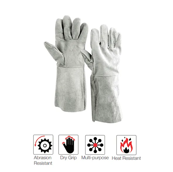 200mm 8'' Econo Double palm unlined chrome leather welding gloves