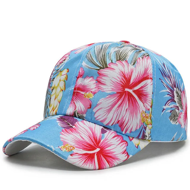 3D Flower Printed Baseball Caps Women Tie-Dyed Adjustable Casual Hat