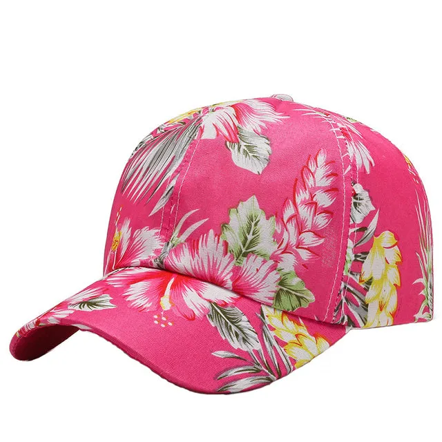 3D Flower Printed Baseball Caps Women Tie-Dyed Adjustable Casual Hat