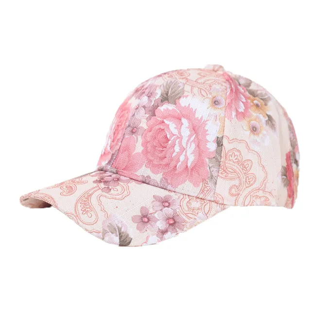 3D Flower Printed Baseball Caps Women Tie-Dyed Adjustable Casual Hat