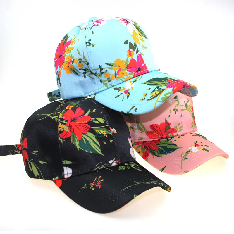 3D Flower Printed Baseball Caps Women Tie-Dyed Adjustable Casual Hat