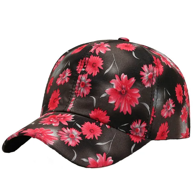 3D Flower Printed Baseball Caps Women Tie-Dyed Adjustable Casual Hat