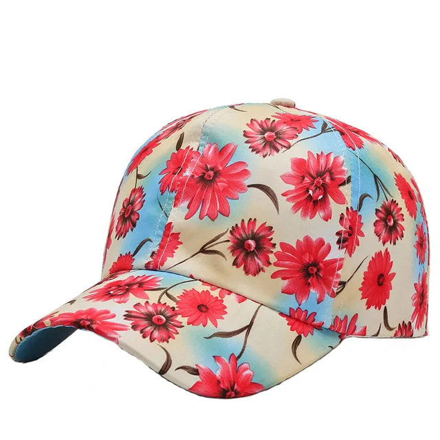 3D Flower Printed Baseball Caps Women Tie-Dyed Adjustable Casual Hat