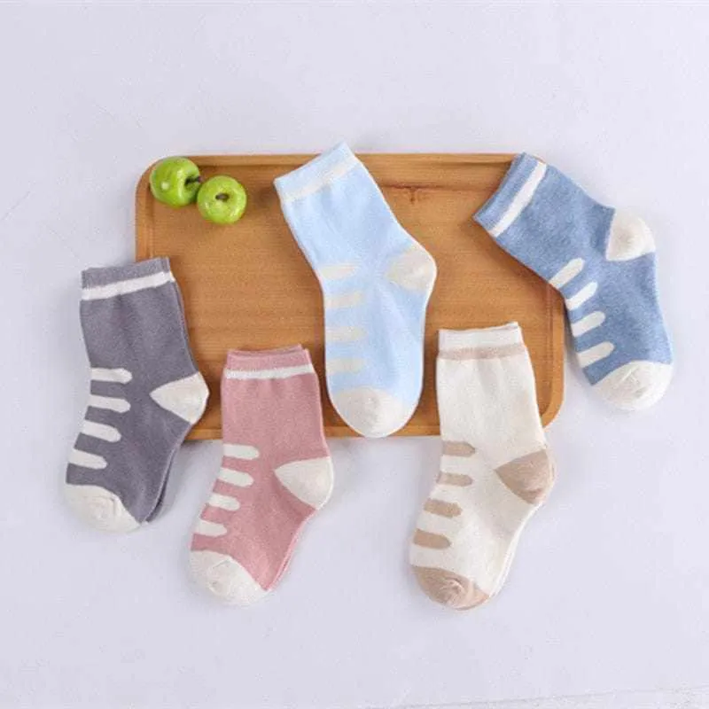 5 Pair/Lot Kids Soft Cotton, Cute Cartoon Socks