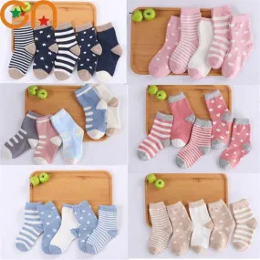 5 Pair/Lot Kids Soft Cotton, Cute Cartoon Socks