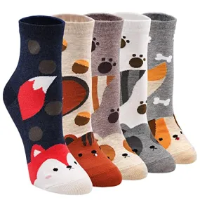 5/7/8 Pairs Womens Fuzzy Socks Casual Animal Print Cotton Pattern Soft Fleece Warm Comfy Thick Comfortable Socks