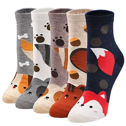 5/7/8 Pairs Womens Fuzzy Socks Casual Animal Print Cotton Pattern Soft Fleece Warm Comfy Thick Comfortable Socks