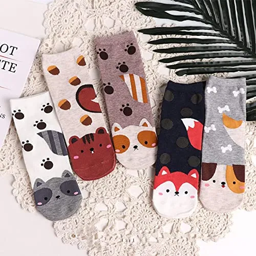 5/7/8 Pairs Womens Fuzzy Socks Casual Animal Print Cotton Pattern Soft Fleece Warm Comfy Thick Comfortable Socks