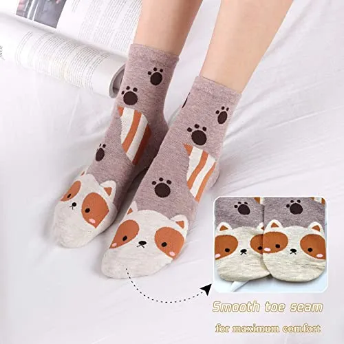 5/7/8 Pairs Womens Fuzzy Socks Casual Animal Print Cotton Pattern Soft Fleece Warm Comfy Thick Comfortable Socks