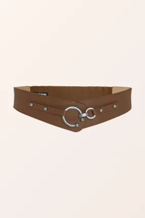 Adjustable Elastic Waist Belt - Dark Brown