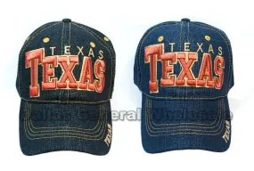 Adults Texas Casual Denim Caps Wholesale