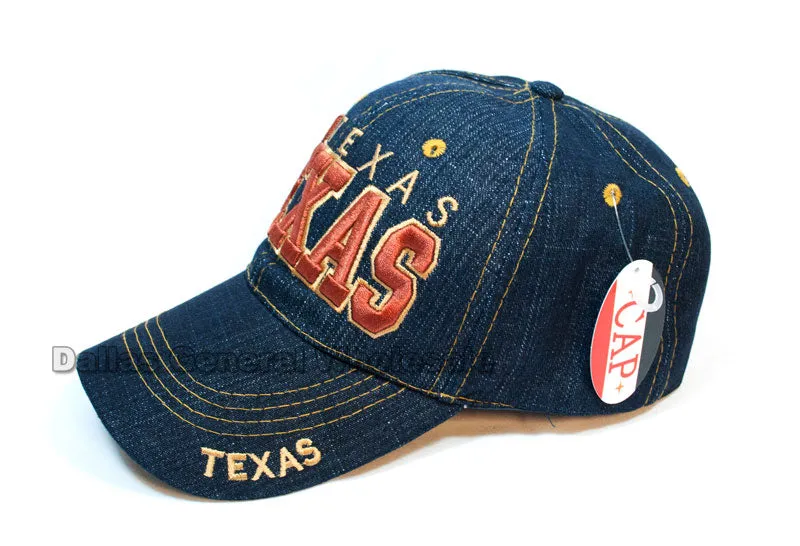 Adults Texas Casual Denim Caps Wholesale