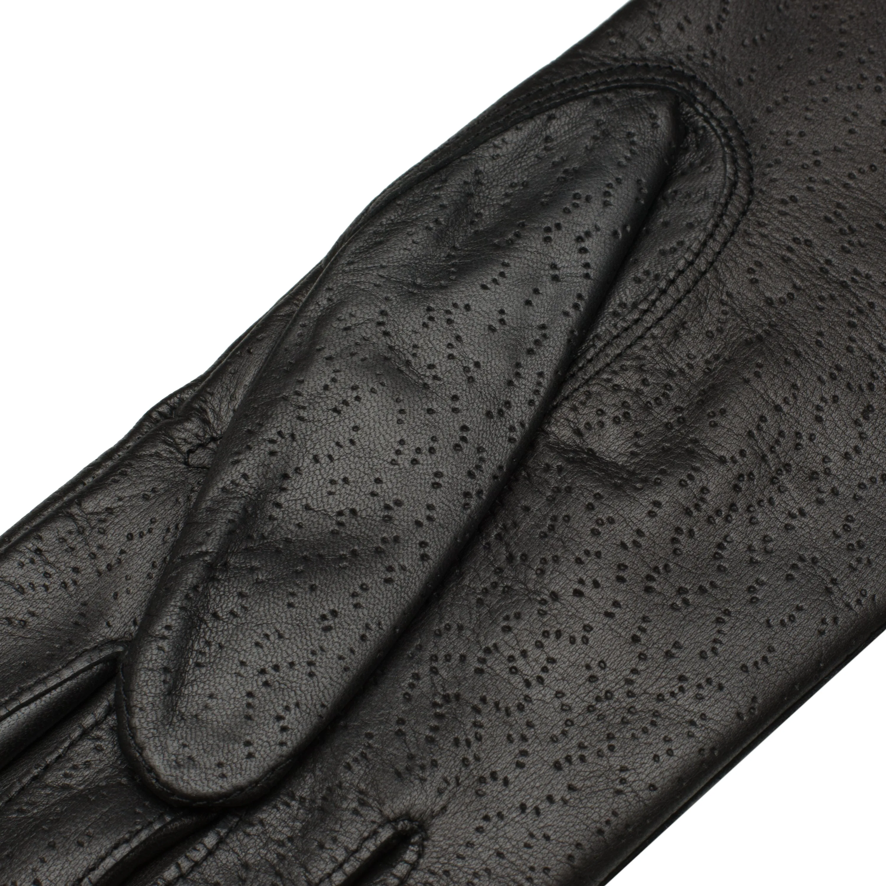 Assis Black Perforated Leather Gloves