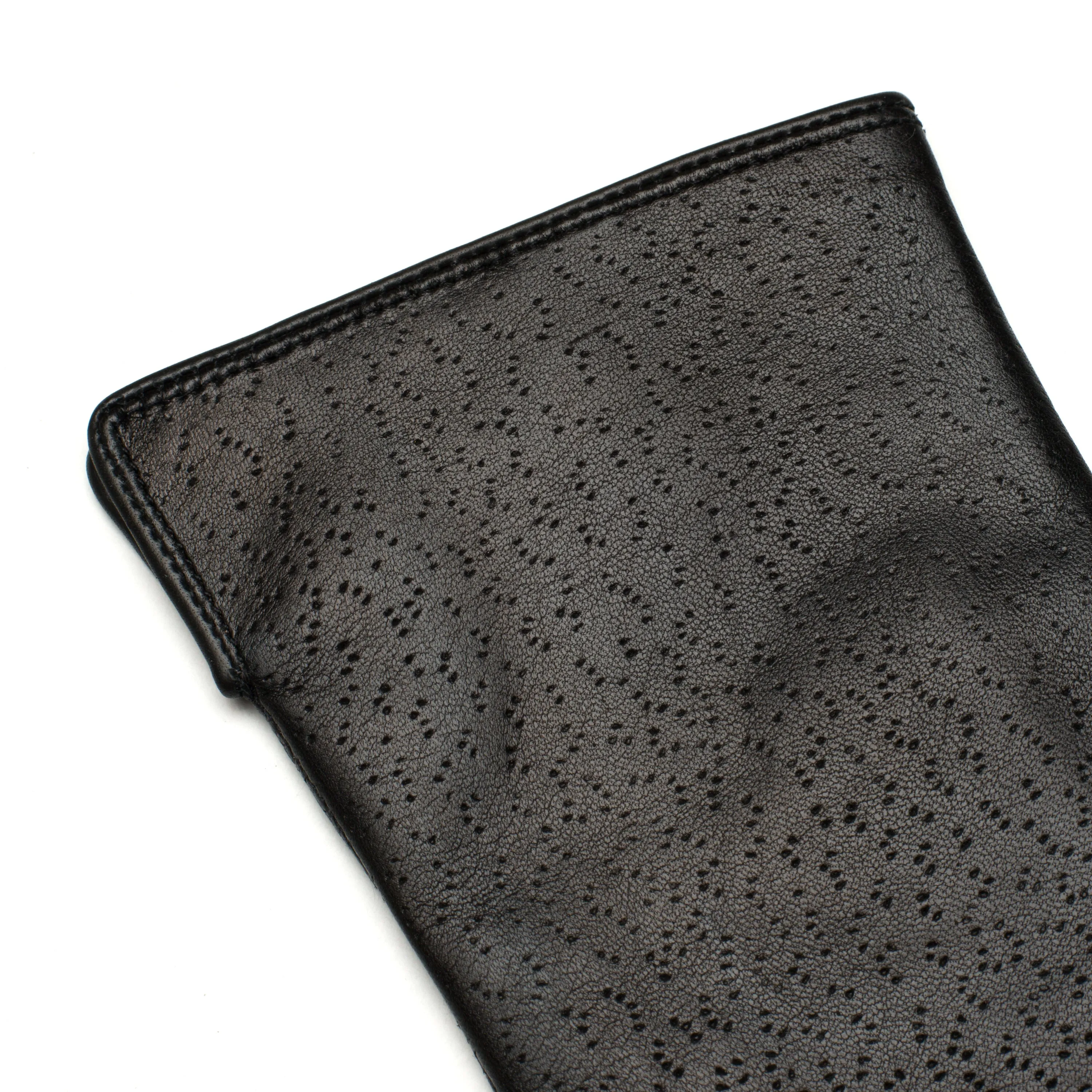 Assis Black Perforated Leather Gloves