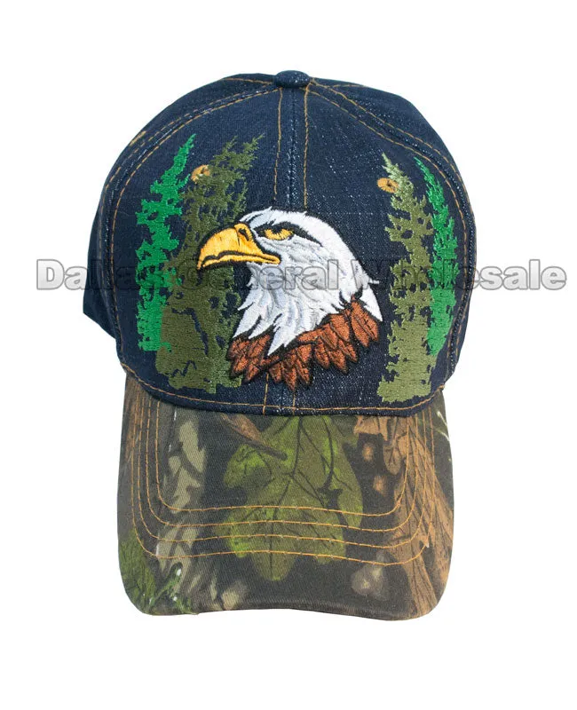 Bald Eagle Design Camouflage Fashion Denim Caps Wholesale