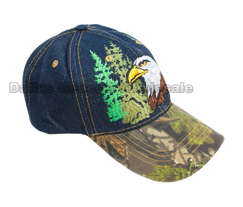 Bald Eagle Design Camouflage Fashion Denim Caps Wholesale