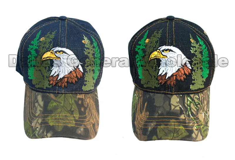 Bald Eagle Design Camouflage Fashion Denim Caps Wholesale