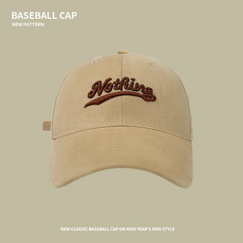 Baseball hat for men, trendy brand, brushed embroidered letters, enlarged and deepened, wide brim, versatile, face-friendly, small duck cap for women