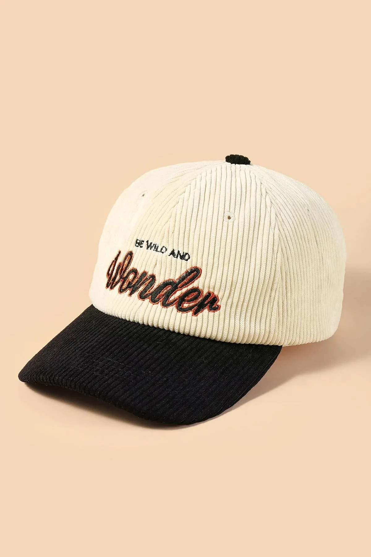 Black Wonder Embroidered Corduroy Cap  - S23 - MCP112R