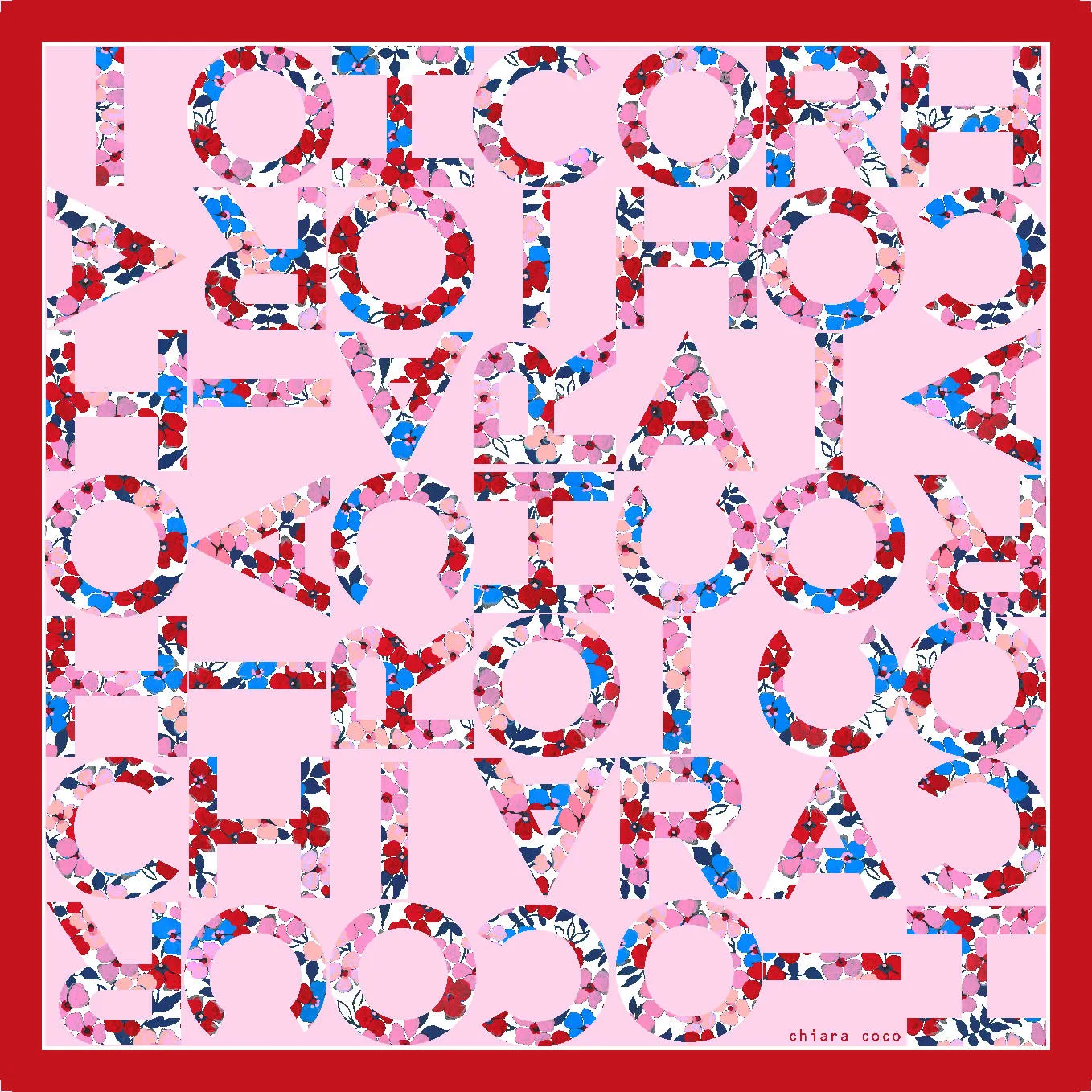 chiara coco Floral Lettermark Red CC260-3 70cm