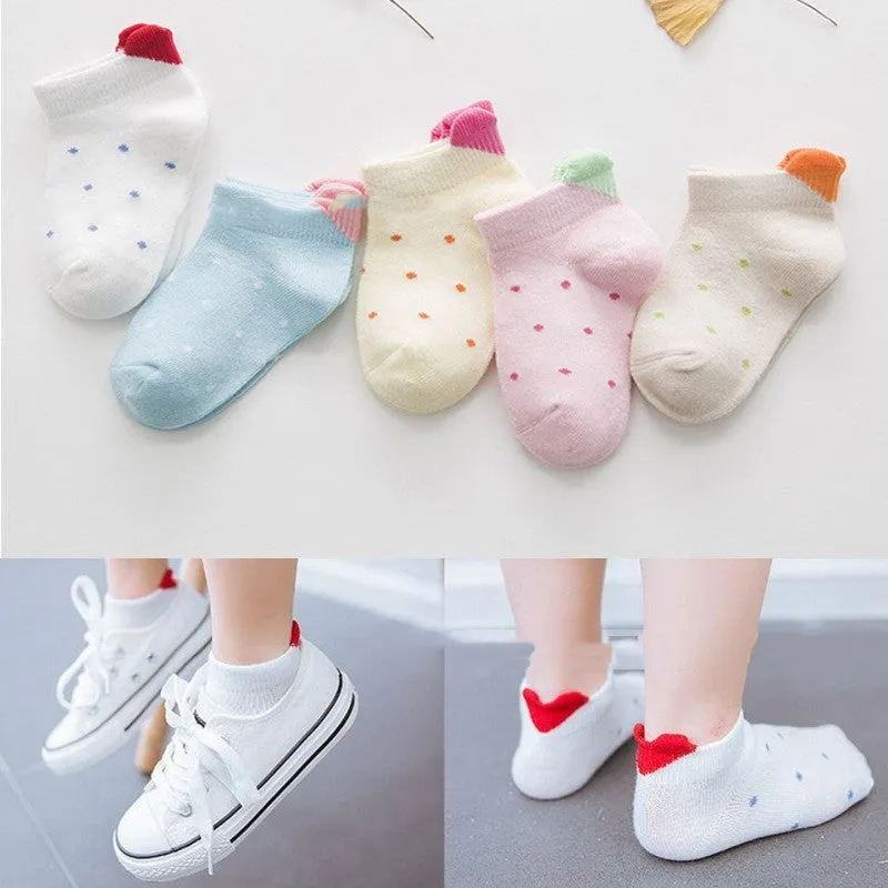 Children's Three-dimensional Socks With Hearts Short-top Combed Cotton Socks