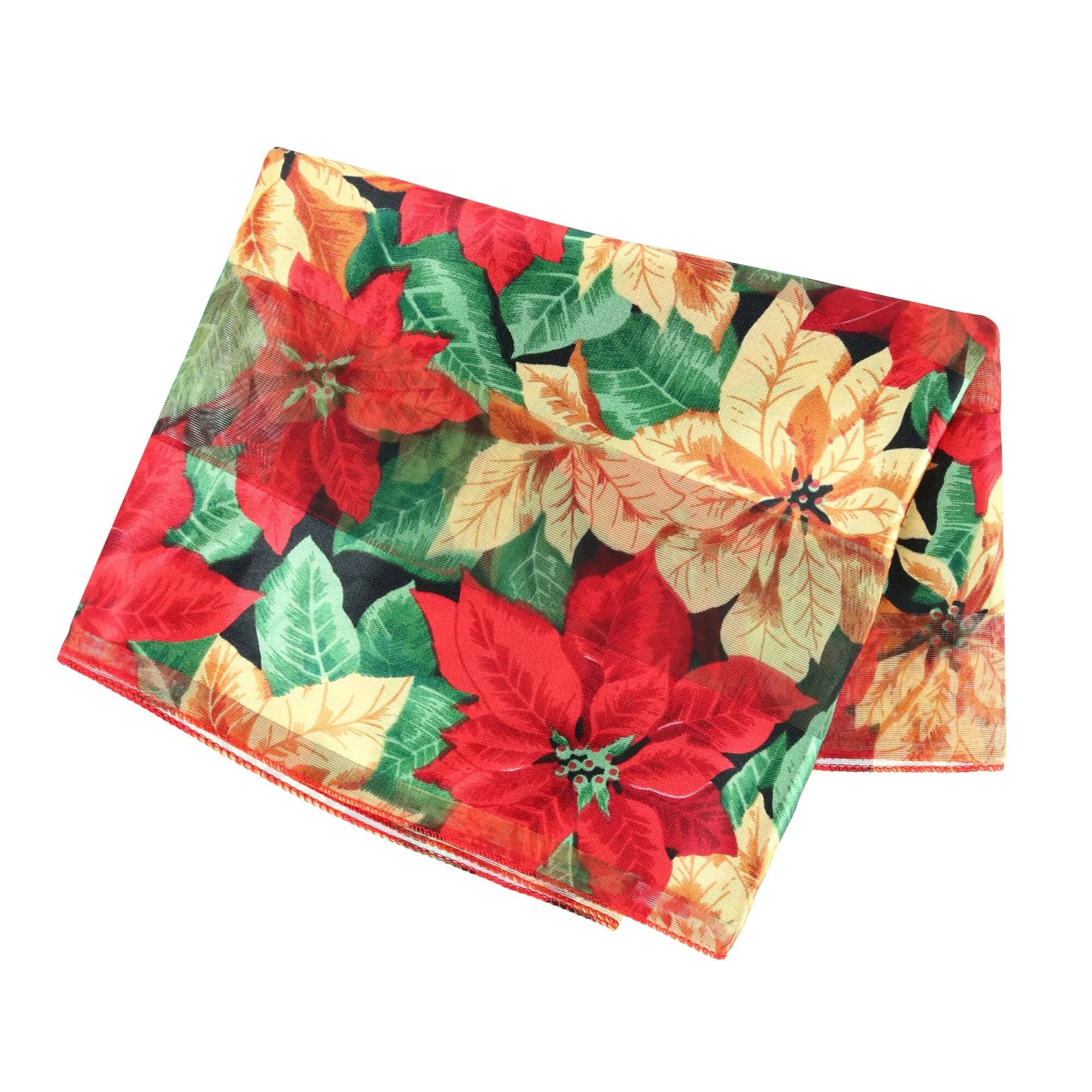 CTM® Women's Holiday Poinsettia Print Lightweight Scarf