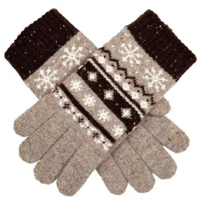 Dents Fair Isle Jacquard Design Knitted Gloves - Oatmeal Beige