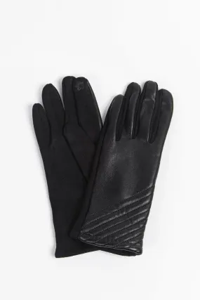 Diagonal Stitch Touch Screen Gloves Black