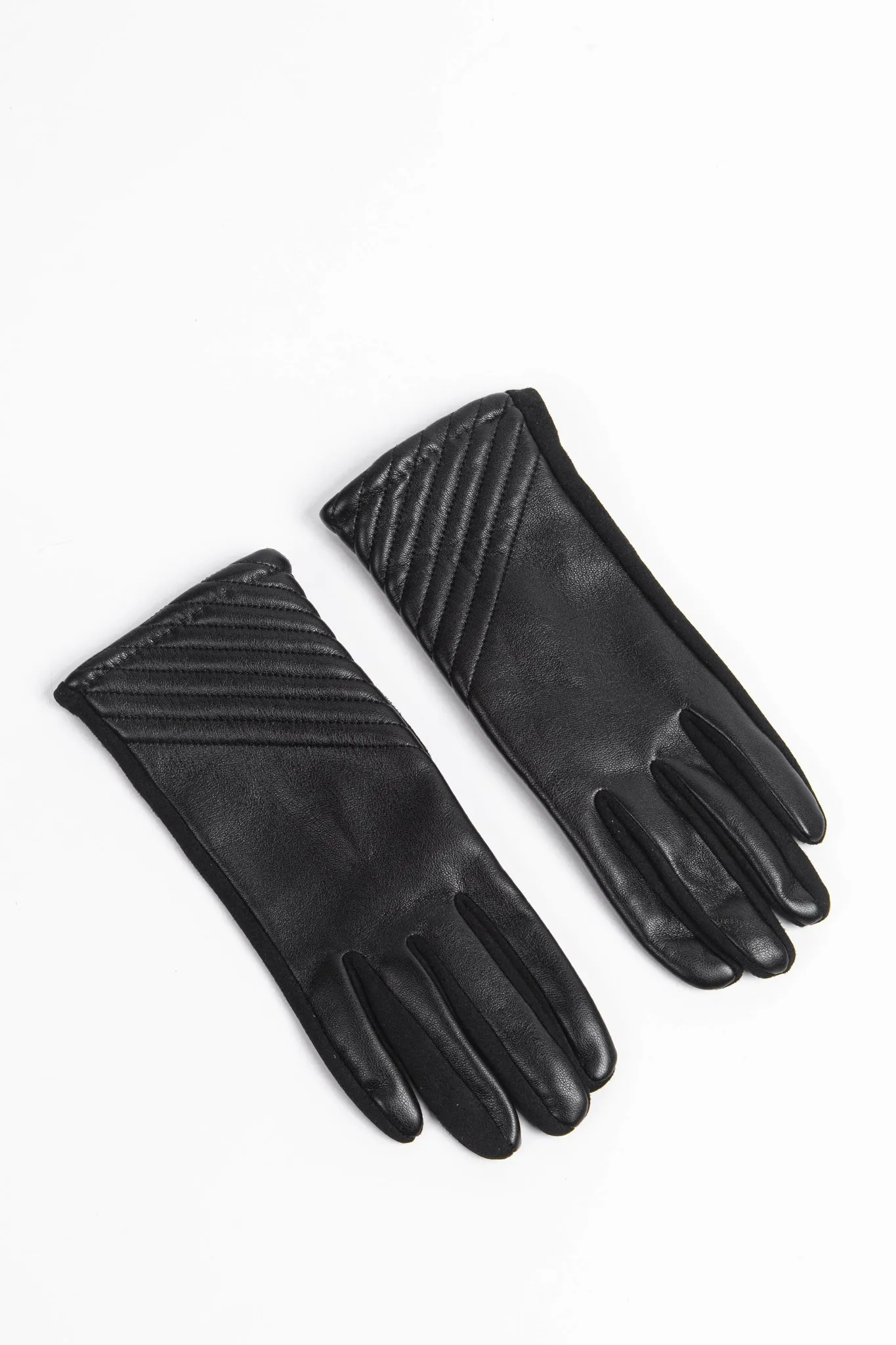 Diagonal Stitch Touch Screen Gloves Black