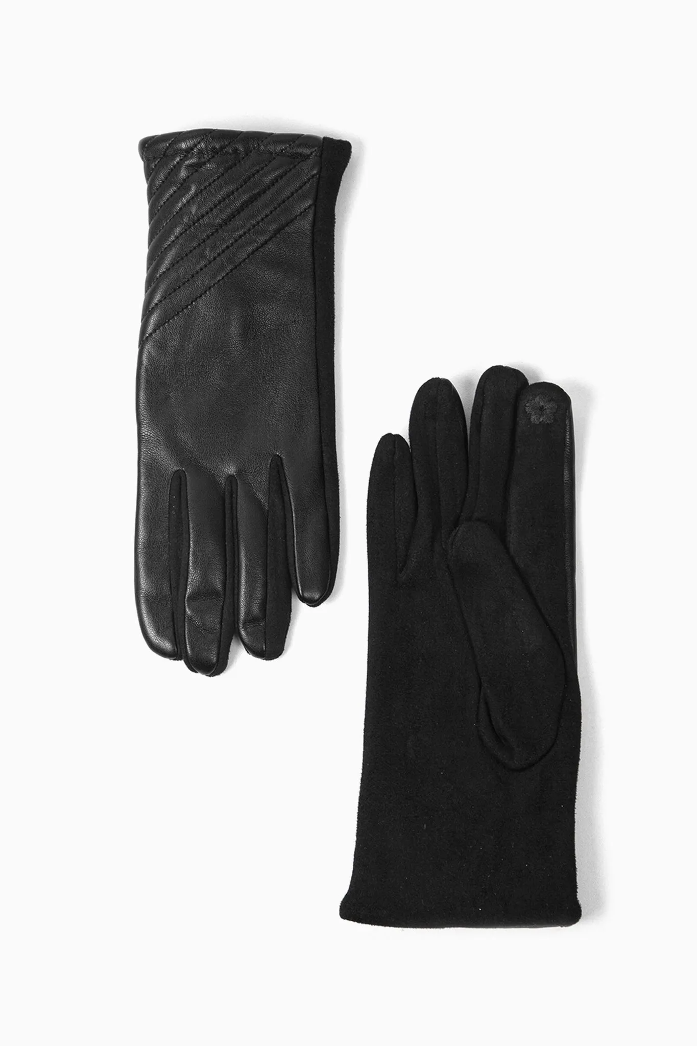 Diagonal Stitch Touch Screen Gloves Black