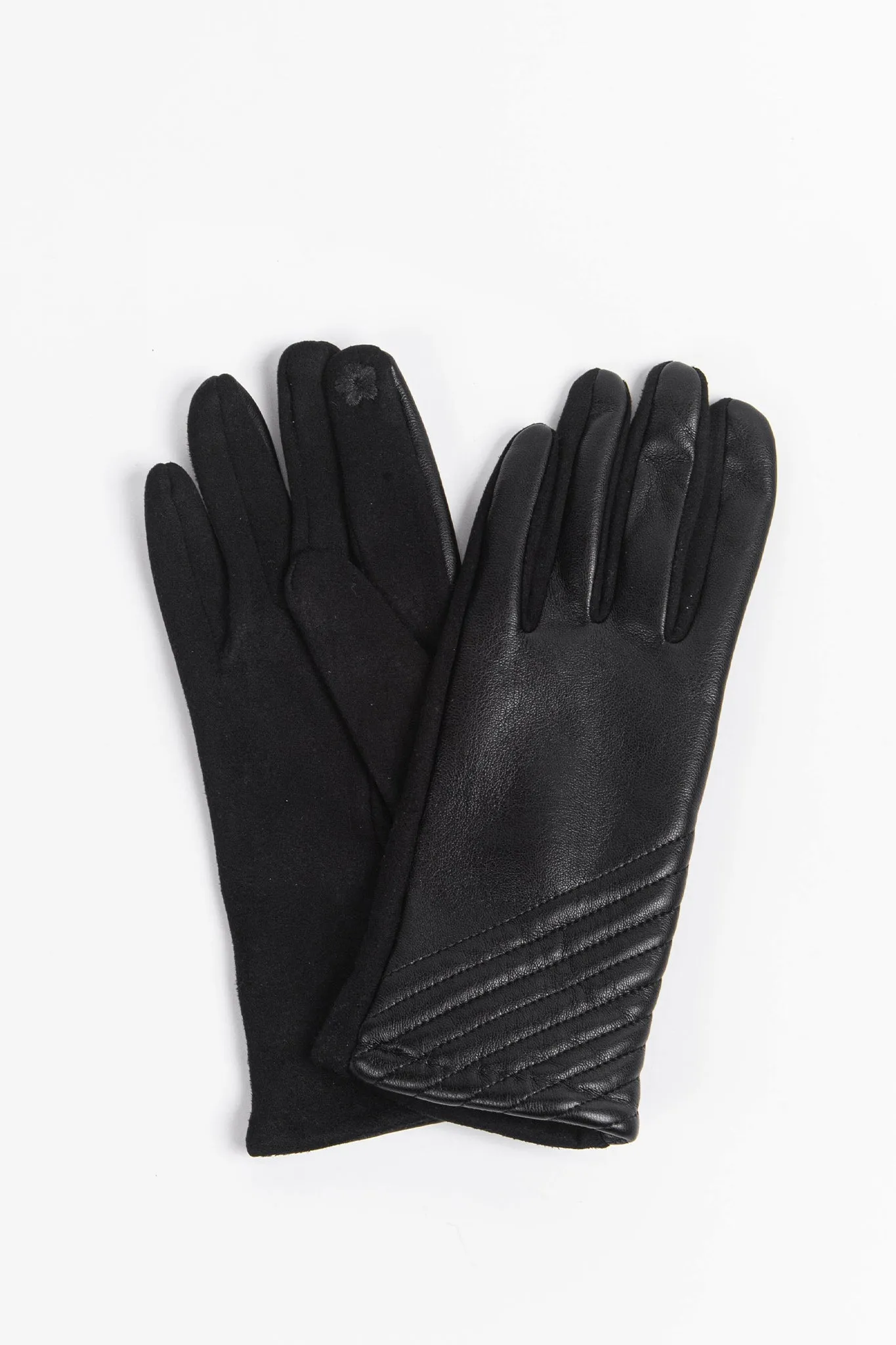 Diagonal Stitch Touch Screen Gloves Black