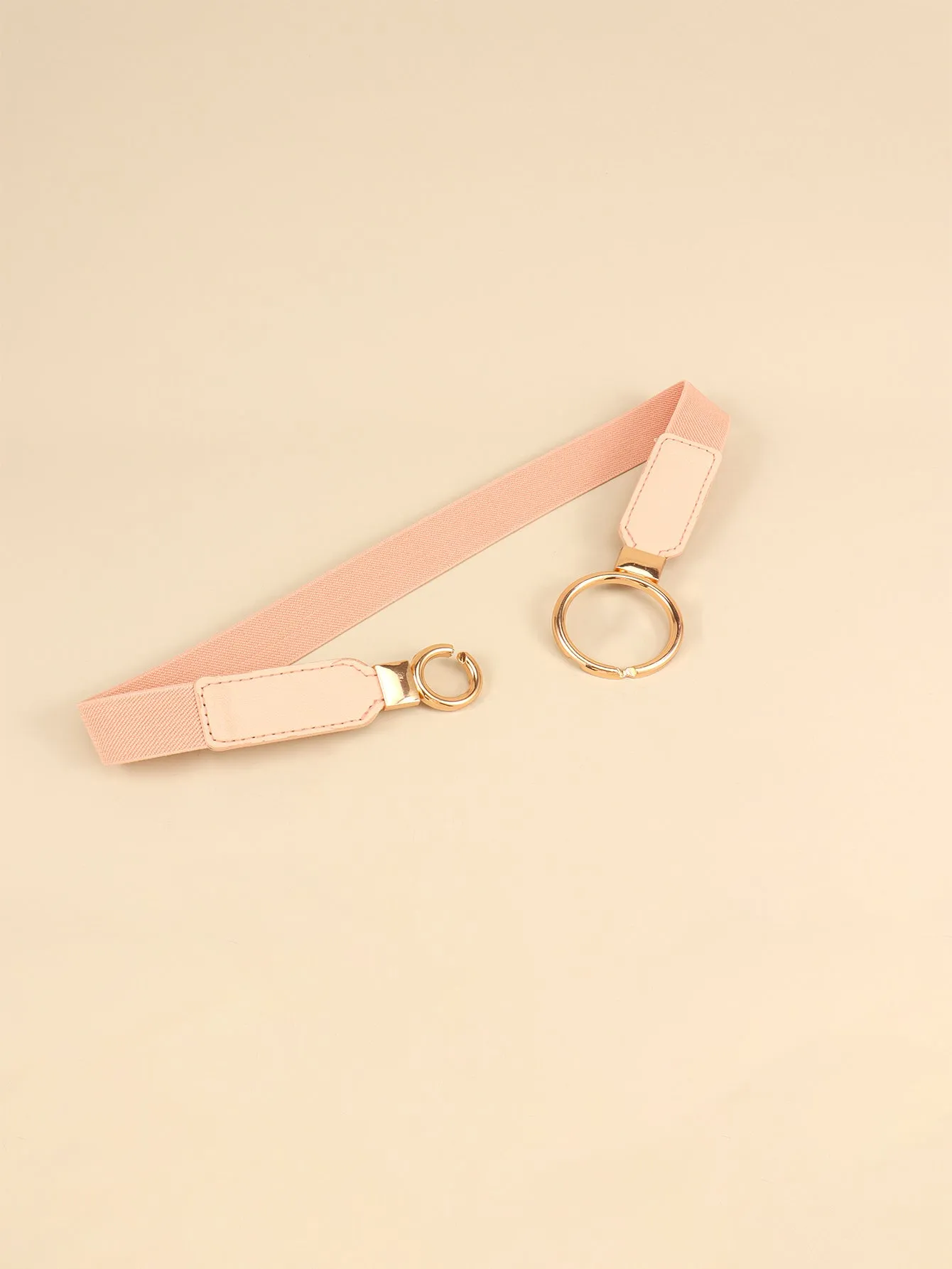 Double Ring Buckle Elastic PU Belt