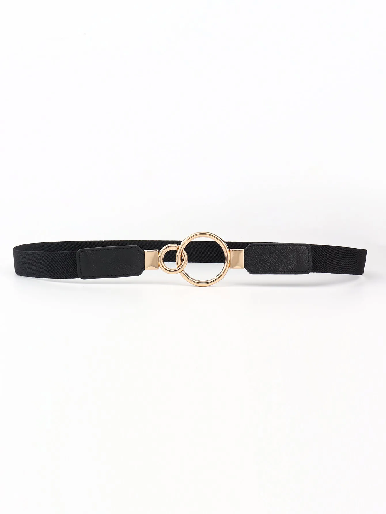 Double Ring Buckle Elastic PU Belt