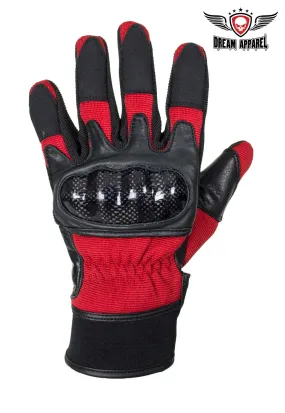 Dream Apparel Red and Black Leather Motorcycle Gloves