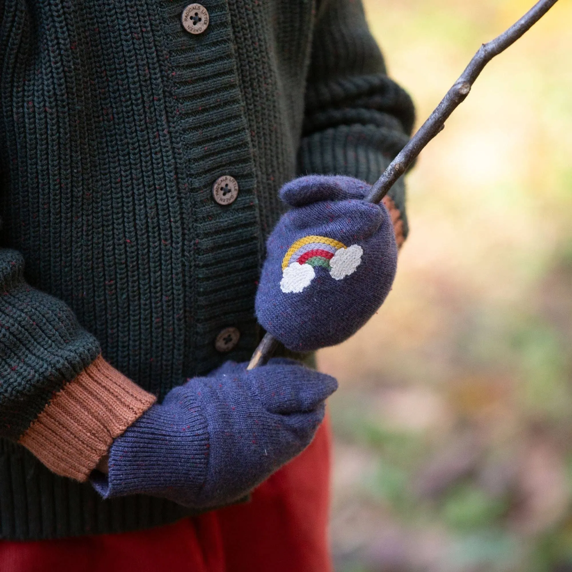 Dreamy Blue Embroidered Baby Mittens