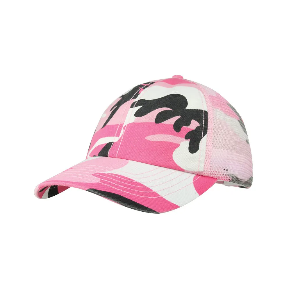 Enzyme Washed Camouflage Mesh Cap