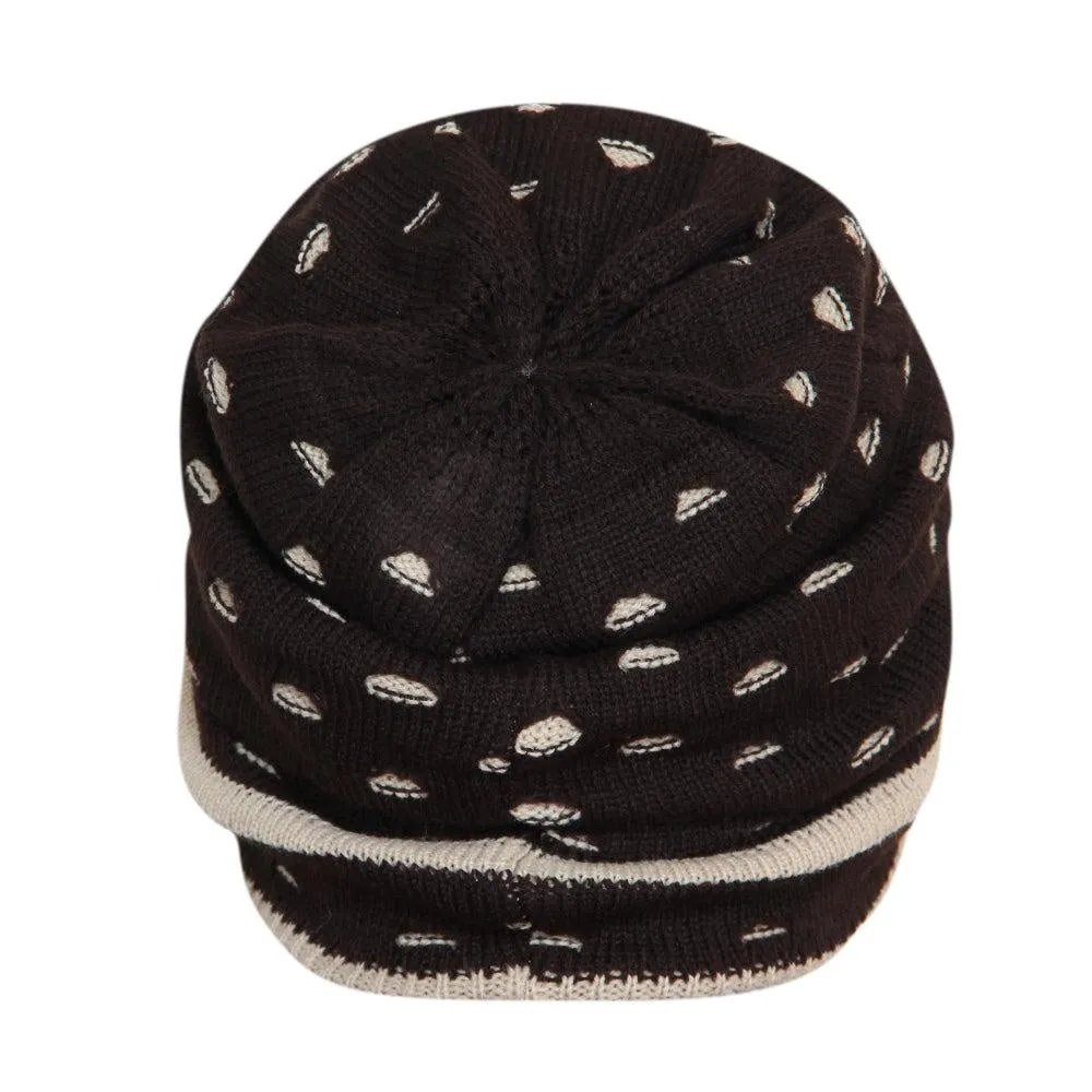 FabSeasons Unisex Dark Brown Acrylic Woolen Slouchy Beanie and Skull Cap for Winters