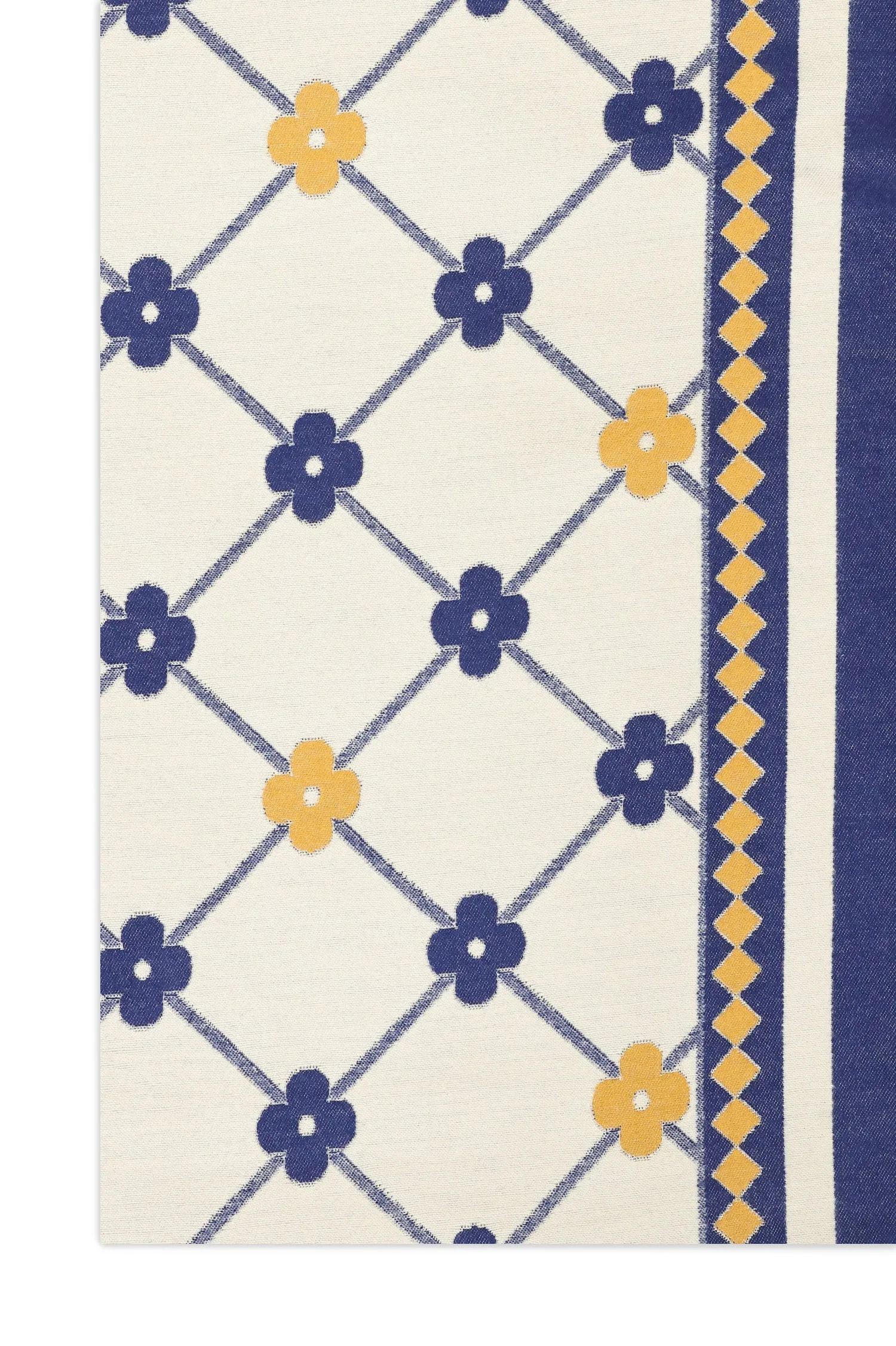 FLORAL PATTERNED WOVEN SCARF-NAVY