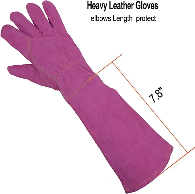 HANDLANDY Ladies Leather Gardening Gloves Bulk, Long Thorn Proof Rose Pruning Gloves 508890 (12 Pairs )