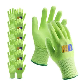 Handlandy Latex Free Gloves Gardening PU Coated ANSI CUT Level 3 1130 (6/12 Pairs)