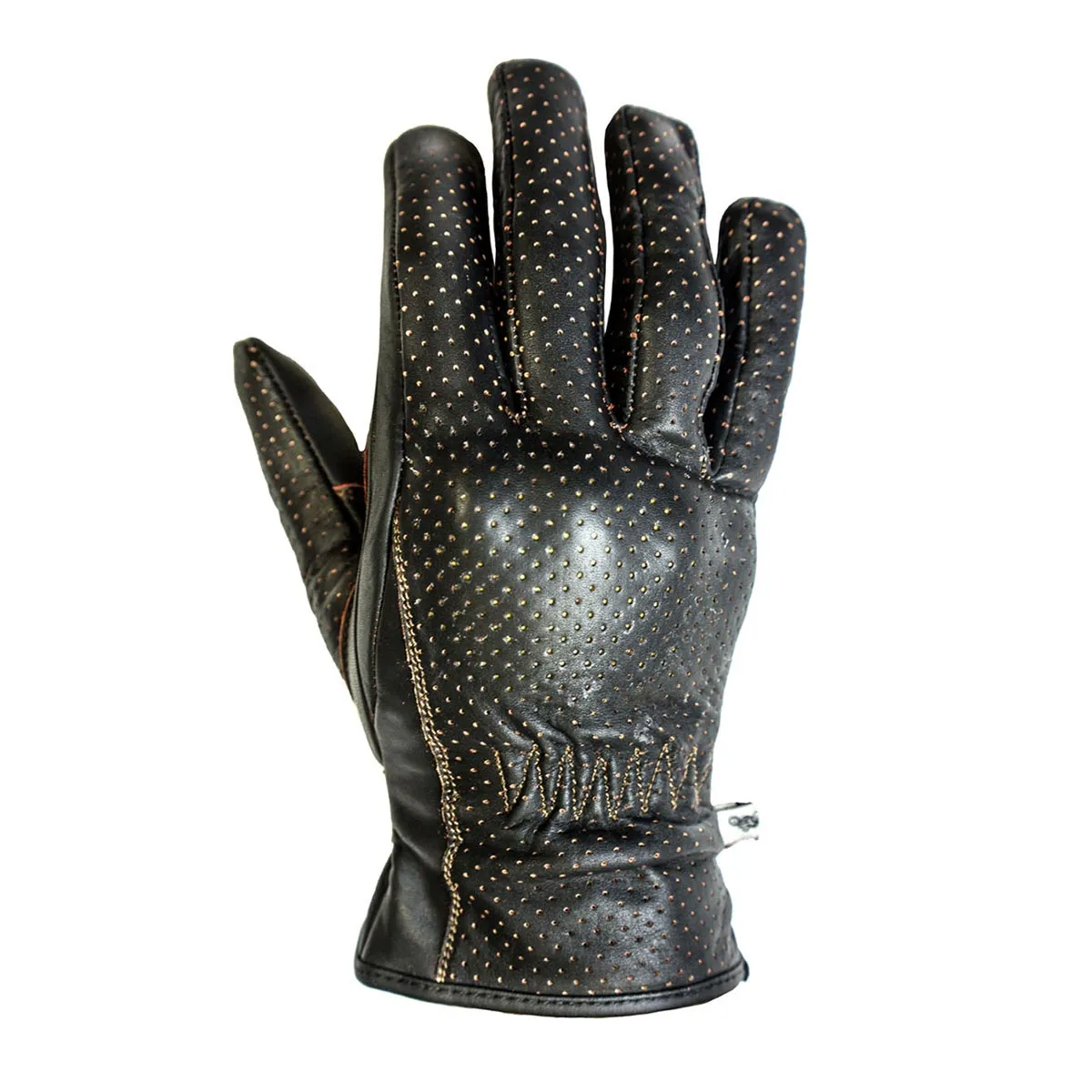 HELSTONS BASIC SUMMER LEATHER MOTORCYCLE GLOVE - BROWN