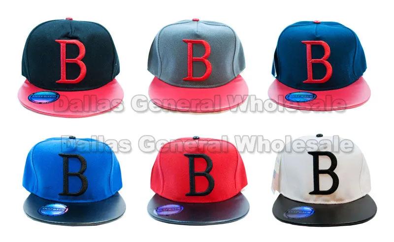 Initial B Flat Bill Snap Back Caps Wholesale