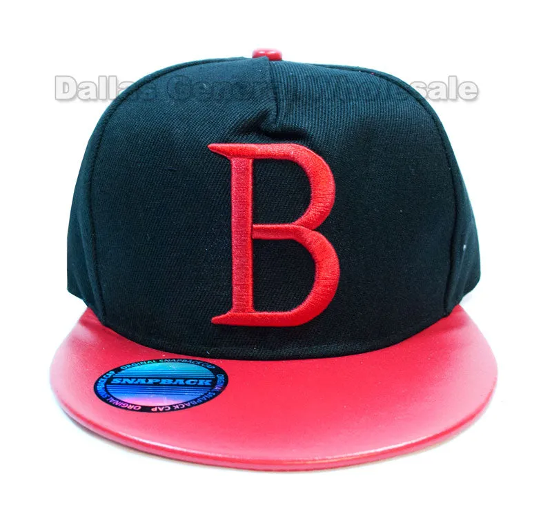 Initial B Flat Bill Snap Back Caps Wholesale