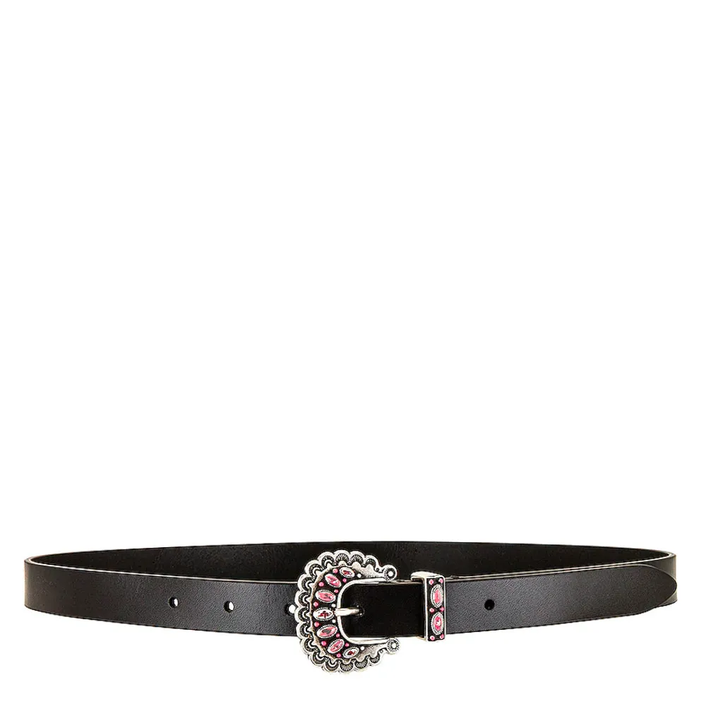 Isabel Marant Black Leather Decorative Buckle Temoia Belt 80