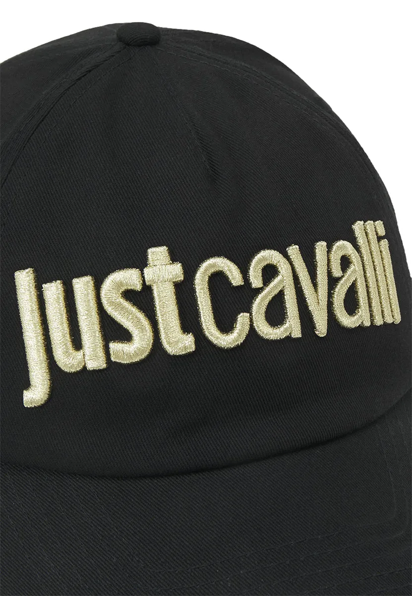 Just Cavalli Baseball Cap In Black Gold For Men