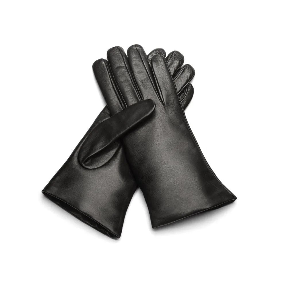 Ladies Cashmere Lined Leather Gloves - Black