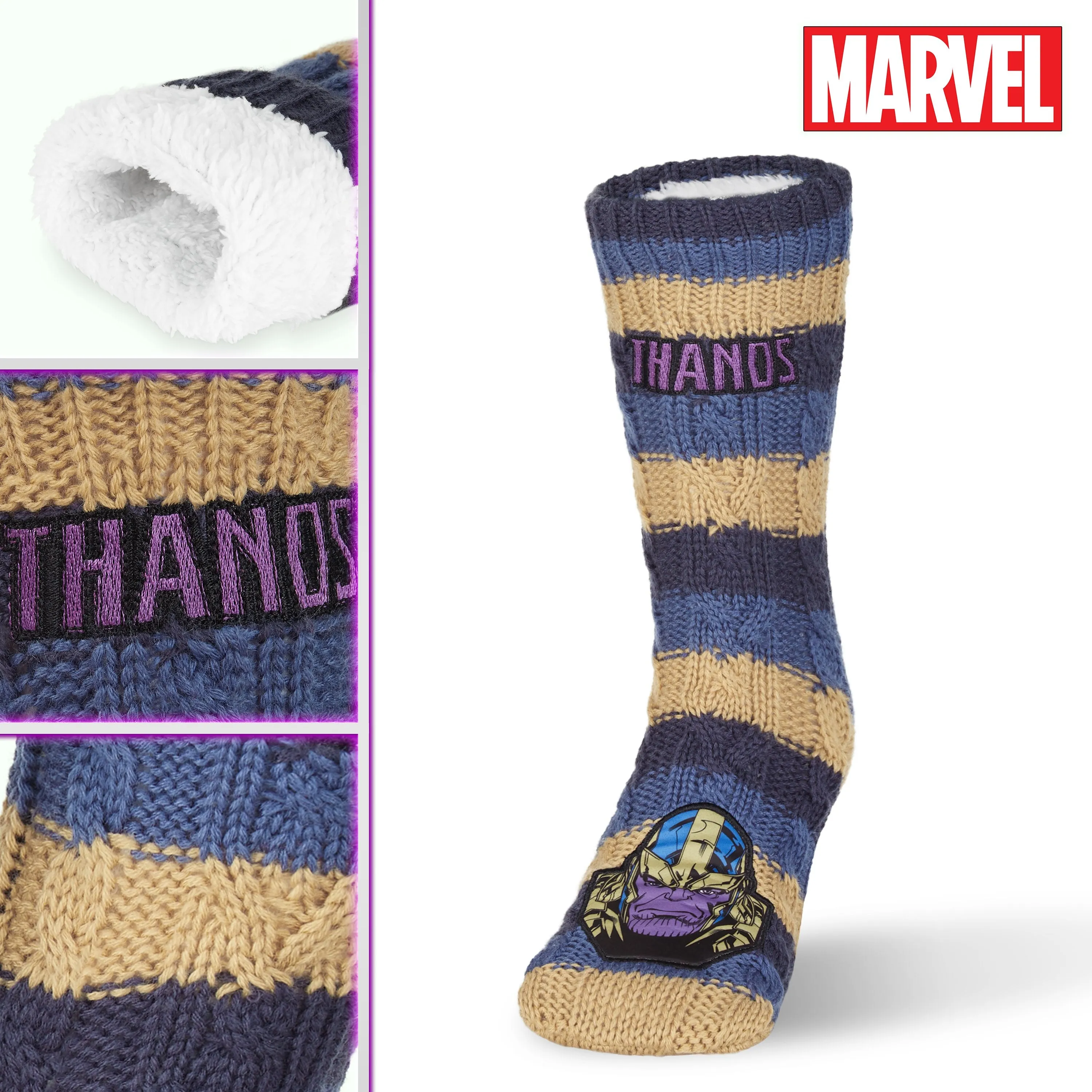 Marvel Fluffy Socks, Mens Slipper Socks, Thanos Warm Knitted Socks