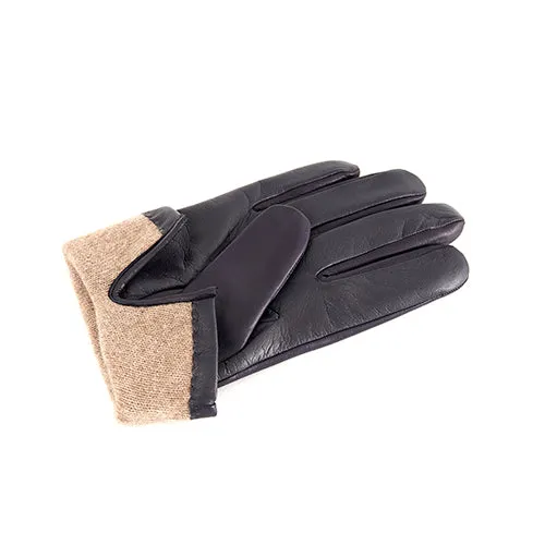 Men's blue nappa leather gloves and touchscreen palm